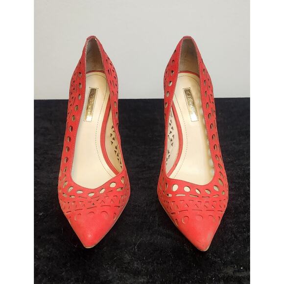 BCBGeneration Leather Red/Orange Pointed Toe Pumps-Size 5.5M - Picture 3 of 8